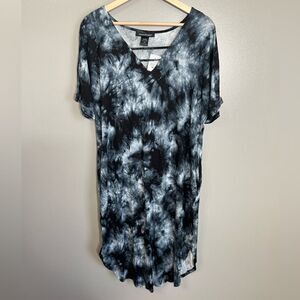 Ashley Stewart all over tie dye cutout V neck tee shirt dress 12 casual